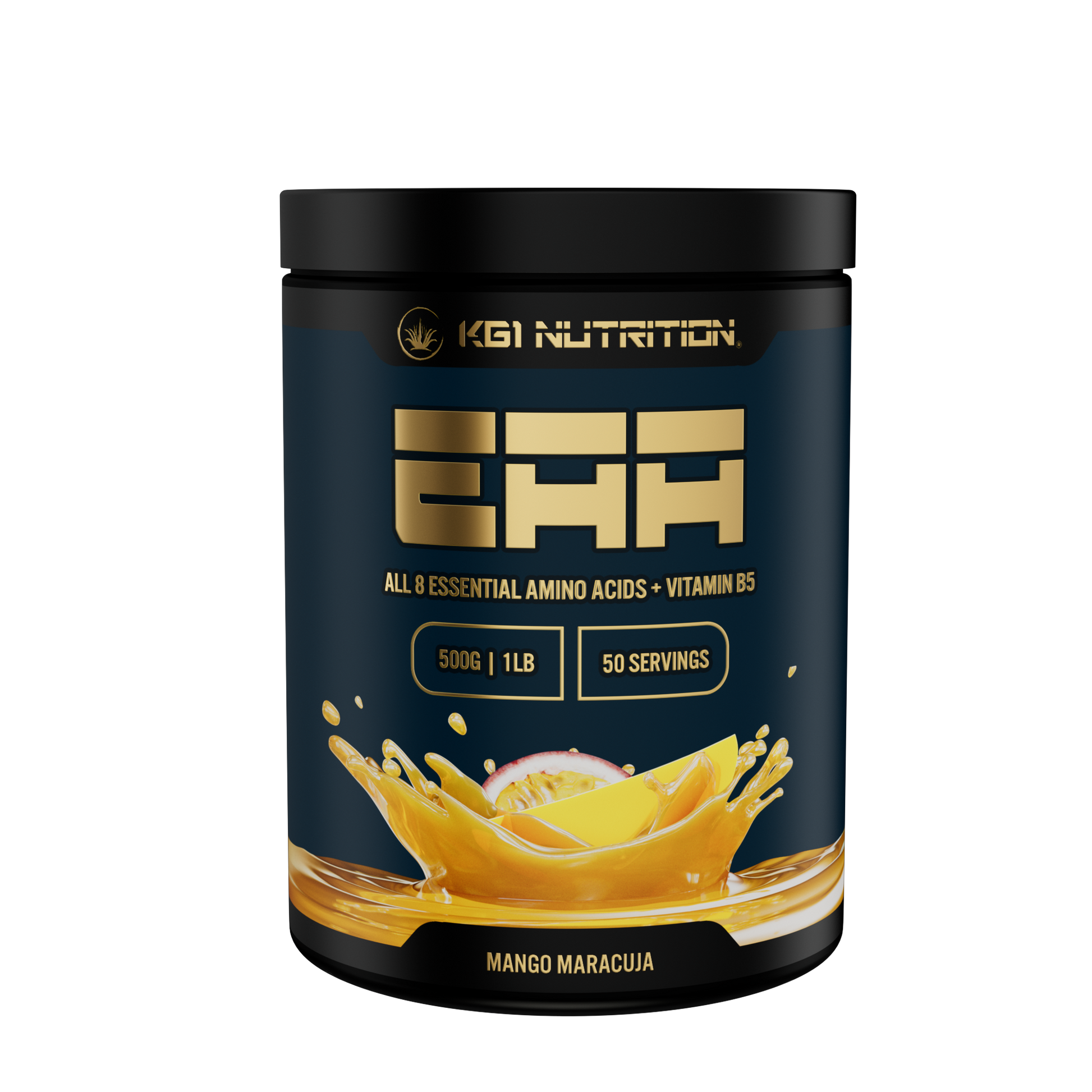 EAA, all 8 essential amino acids + Vitamin B5, Doseninhalt 500g, Süssstoffe Agavendicksaftpulver und Steviolglycoside.