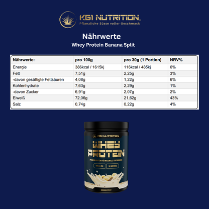 Nährwerttabelle des KG1 Nutrition Whey Protein Banana Split 