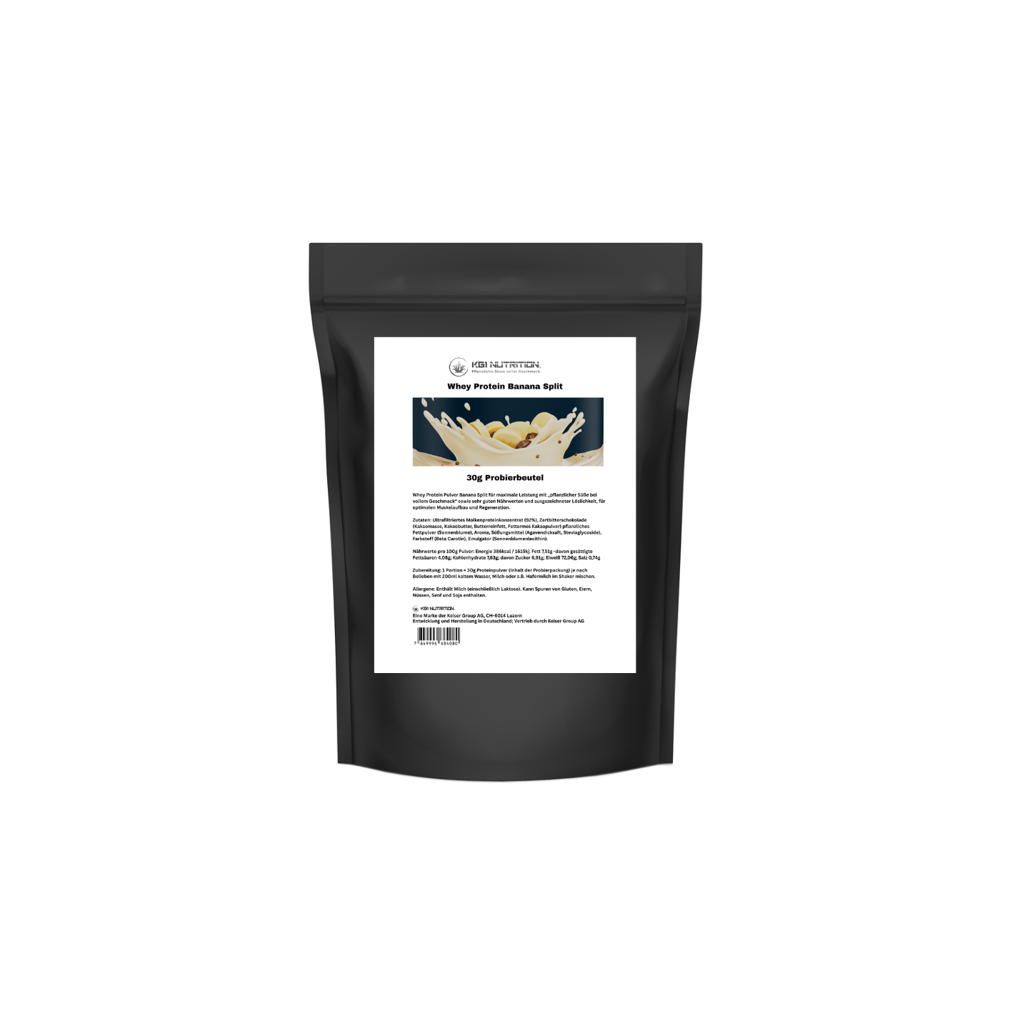 KG1 Nutrition WHEY Protein Banana Split Probierbeutel 30g - Testgröße Proteinpulver